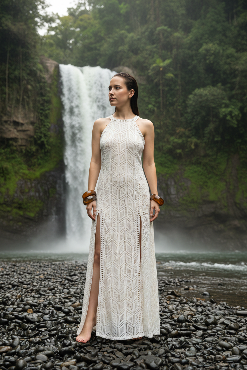 Robe crochet blanche – cascade – nouvelle génération