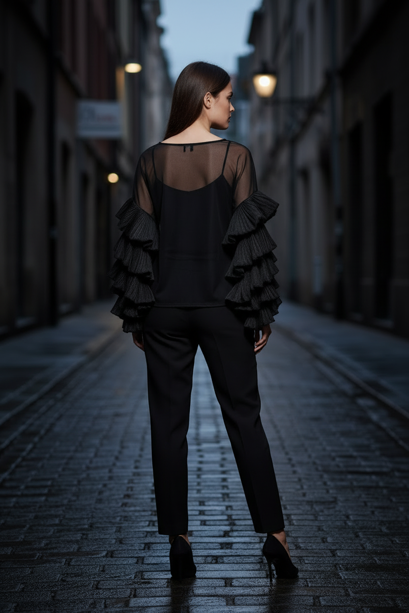 Top noir mesh – vue de dos