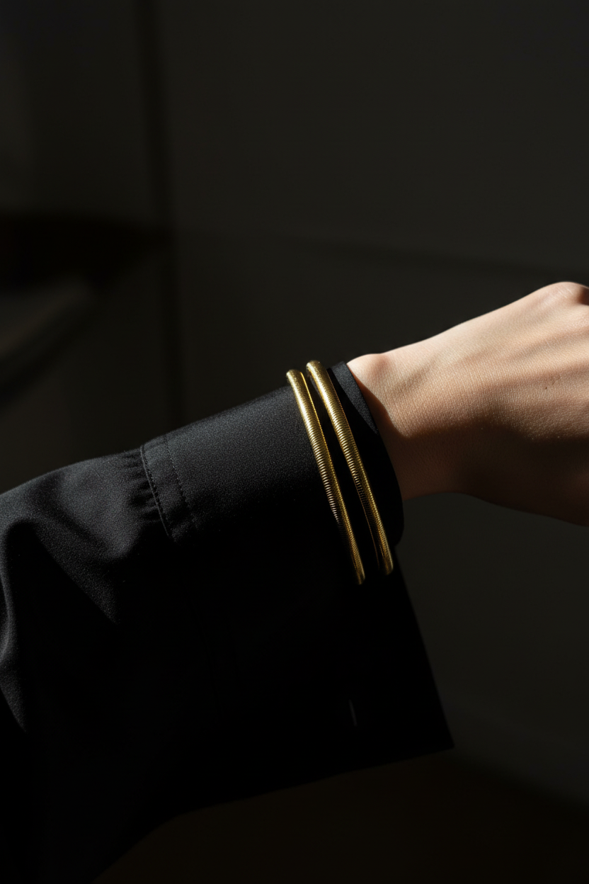 2 bracelets texturés over sleeve sombre
