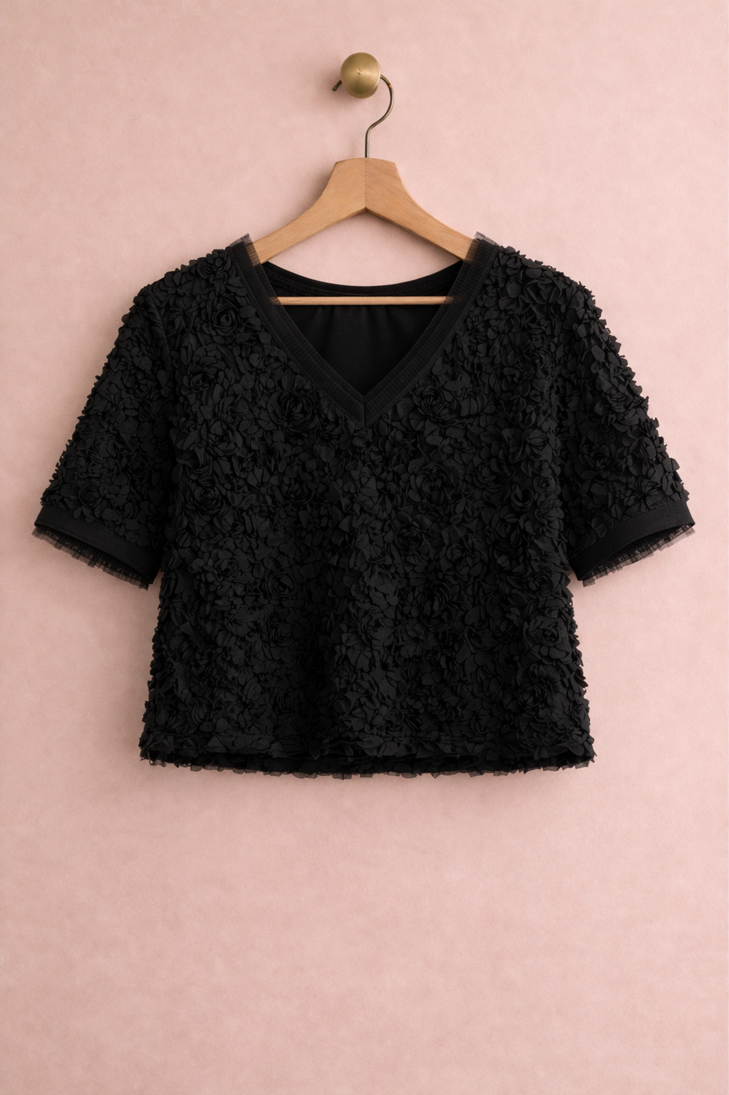 3D floral organza blouse