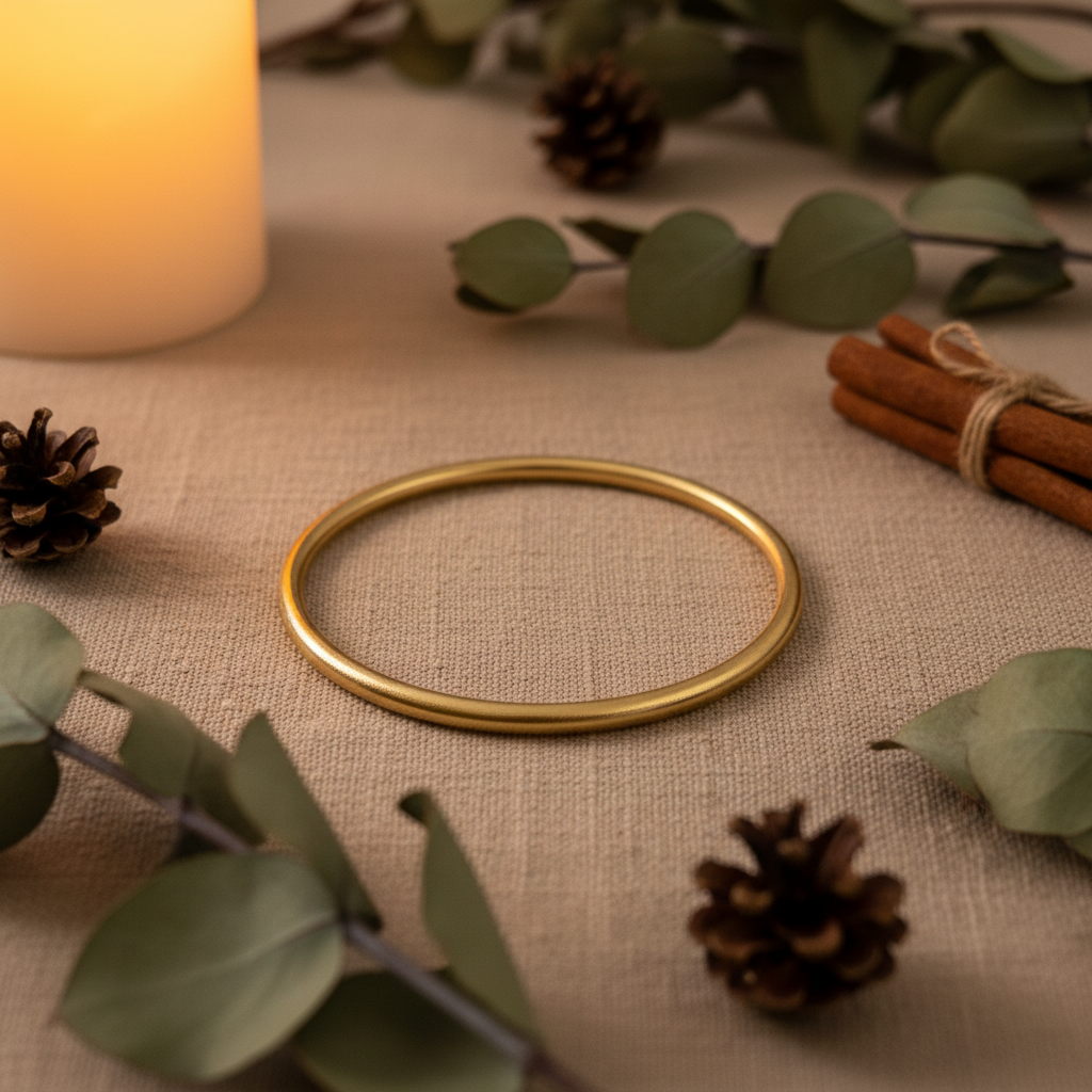 Bracelet doré lisse flat lay cosy