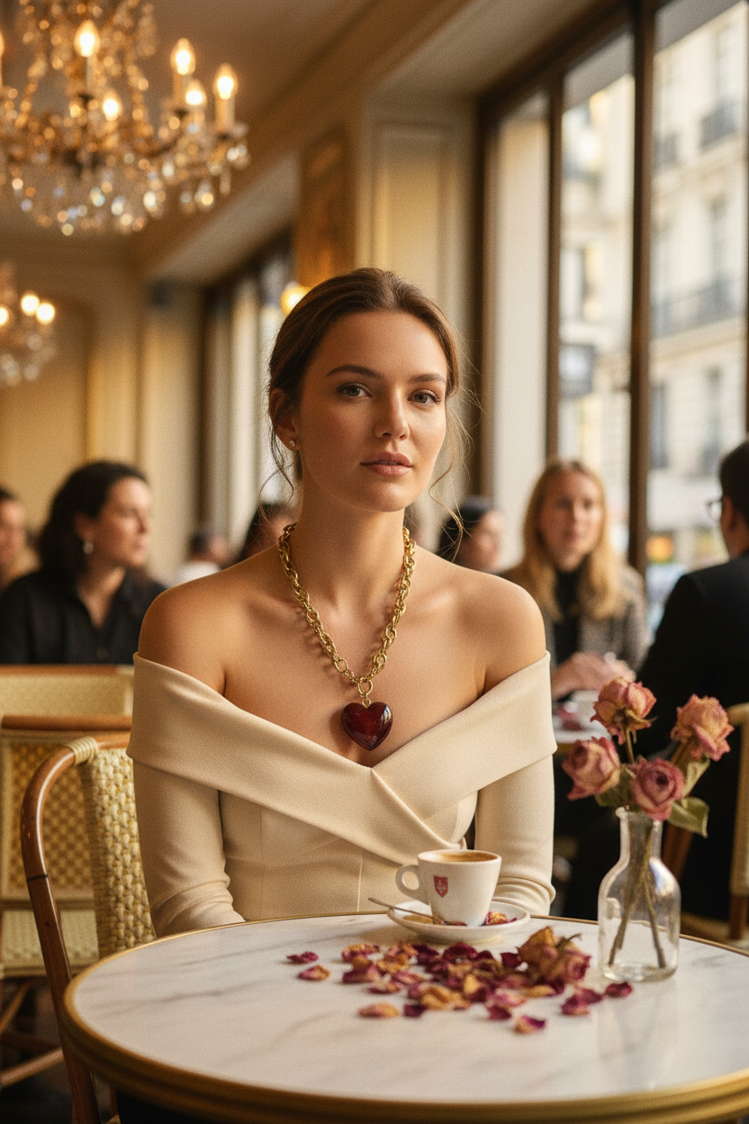 Collier cœur rouge
