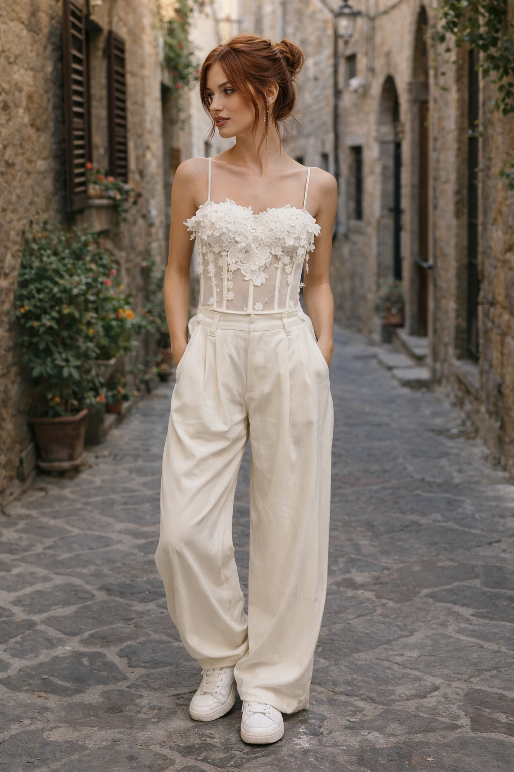 Embroidered floral corset