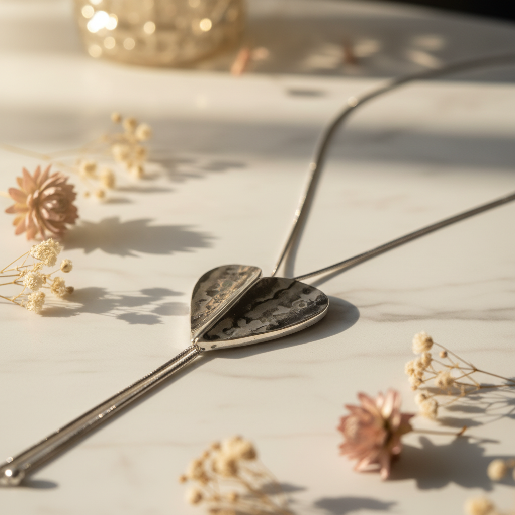 Focus collier cœur lariat