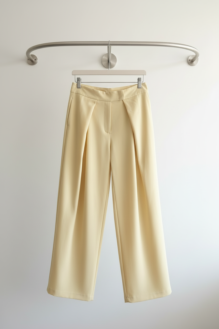 Pantalon jaune pastel - cintre rond mural