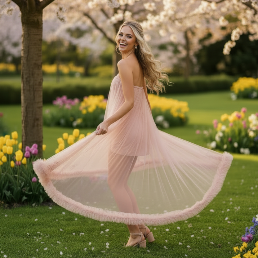 Robe tulle rose uni – tournoyer dynamique