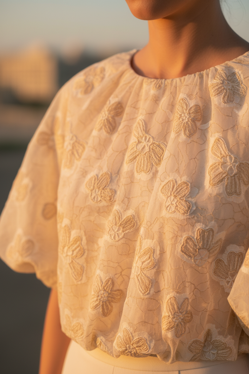 Top Iris – Focus tissu depuis original – Sunset