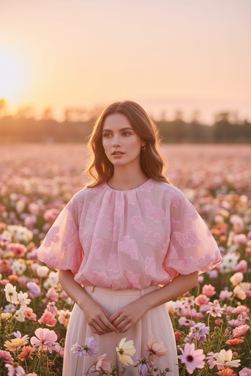 Top Iris Rose – Full body – Ambiance florale