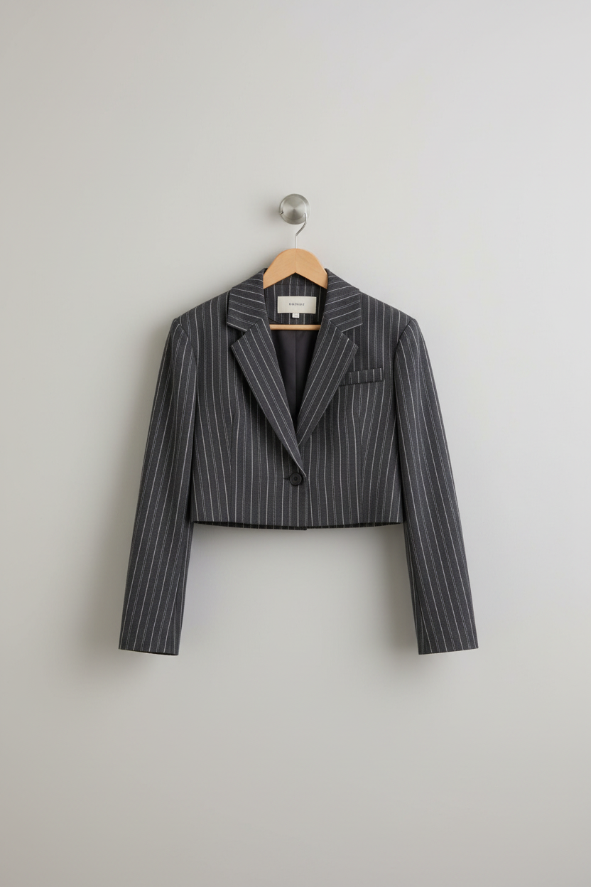 Veste pinstripe sur cintre accroché au mur